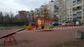 Playground in the city during the coronavirus epidemic