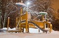 Playground in the city park in the winter night Royalty Free Stock Photo