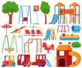 Playground collection, set of icons isolated on white, kindergarten children equipment, vector illustration Royalty Free Stock Photo