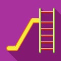 Playground colorful slide icon, flat style