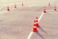 Playground with cones in the school of driving passing the exam for obtaining a car license Royalty Free Stock Photo