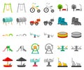 Playground, entertainment cartoon,monochrom icons in set collection for design. Attraction and equipment vector symbol