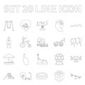 Playground, entertainment outline icons in set collection