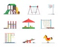 Playground equipment. Fun area for kids. Vector set Royalty Free Stock Photo