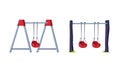 Playground Equipment with Hanging Swing as Suspended Seat Vector Illustration Set Royalty Free Stock Photo
