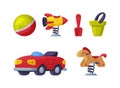 Playground Equipment with Toys and Roundabout Vector Illustration Set Royalty Free Stock Photo