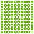 100 playground icons hexagon green Royalty Free Stock Photo