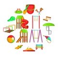 Playground icons set, cartoon style Royalty Free Stock Photo