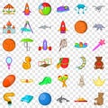 Playground icons set, cartoon style Royalty Free Stock Photo