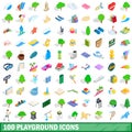 100 playground icons set, isometric 3d style Royalty Free Stock Photo