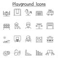 Playground icons set in thin line style