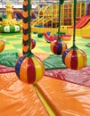 Playground indoor with balls, slides and tramplines Royalty Free Stock Photo