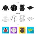 Playground, jacket, ball, protective vest. Baseball set collection icons in black,flat,outline style vector symbol stock Royalty Free Stock Photo