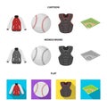 Playground, jacket, ball, protective vest. Baseball set collection icons in cartoon,flat,monochrome style vector symbol