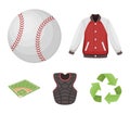 Playground, jacket, ball, protective vest. Baseball set collection icons in cartoon style vector symbol stock