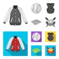 Playground, jacket, ball, protective vest. Baseball set collection icons in monochrome,flat style vector symbol stock