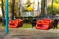 Playground in the park in the autumn