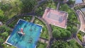 Playground park Drone Ariel view top and tree relax landmark