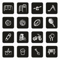 Playground or Park Icons Freehand White On Black Royalty Free Stock Photo