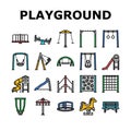 playground park outdoor play icons set vector Royalty Free Stock Photo