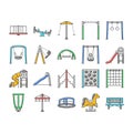 playground park outdoor play icons set vector Royalty Free Stock Photo