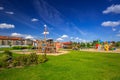 Playground park on riverbanks of Vistula river in Tczew