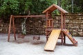 Playground in a park with two swings