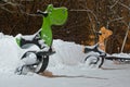 Playground in the park in the winter night Royalty Free Stock Photo