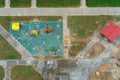 Playground and Parking near a residential multi-storey building. Top view of the courtyard. A large residential area with Royalty Free Stock Photo