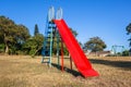 Playground Childrens Slide Chute Red Blue Royalty Free Stock Photo