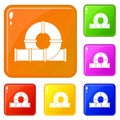 Playground slider water tube icons set vector color