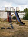 Playground in social area. Yard or place for children to play, Ghetto Playground