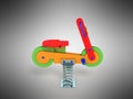 Playground spring motorcycle 3d render on gray background