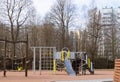 Playground with swings and sports simulators for preschool and early school children