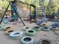 playground in the village and mountain