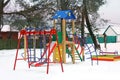 Playground in the winter. Children`s playground in the snow Royalty Free Stock Photo