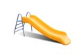 Playground yellow slide on white background. Isolate yellow slide on white.