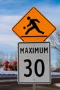 Playground Zone with Maximum Speed Limit Sign Royalty Free Stock Photo