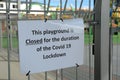 Playgrounds closed for Covid 19 lockdown
