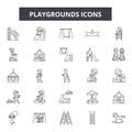 Playgrounds line icons, signs, vector set, outline illustration concept