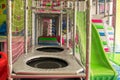Playgrounds Maze With Slides, Trampolines, Climbers Royalty Free Stock Photo