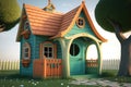 Playhouse in the backyard for kids, illustration generated by AI Royalty Free Stock Photo