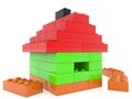 Playhouse from colored toy bricks on white Royalty Free Stock Photo