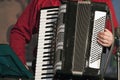 Playing accordeon music instrument