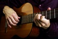 Playing acoustic guitar. play the guitar Royalty Free Stock Photo
