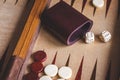 Dice on board game, playing backgammon Royalty Free Stock Photo