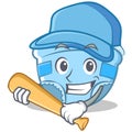 Playing baseball baby diaper character cartoon