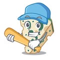 Playing baseball blue cheese in the cartoon shape