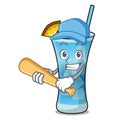 Playing baseball blue hawaii character cartoon