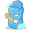 Playing baseball blue soap character cartoon